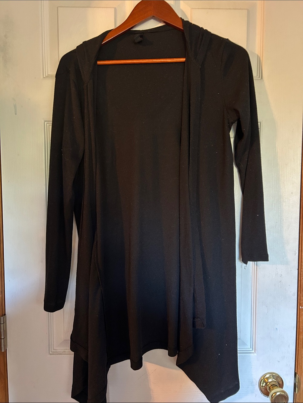 Y2K Bongo Black Hooded Open-Front Women's Cardigan
